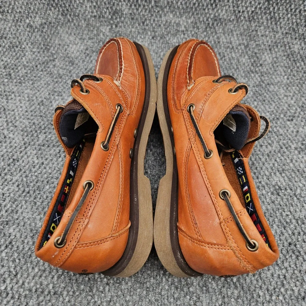 Timberland (Men's 10) Brown 2 Eye Boat Shoes Classic Leather Nautical Loafers